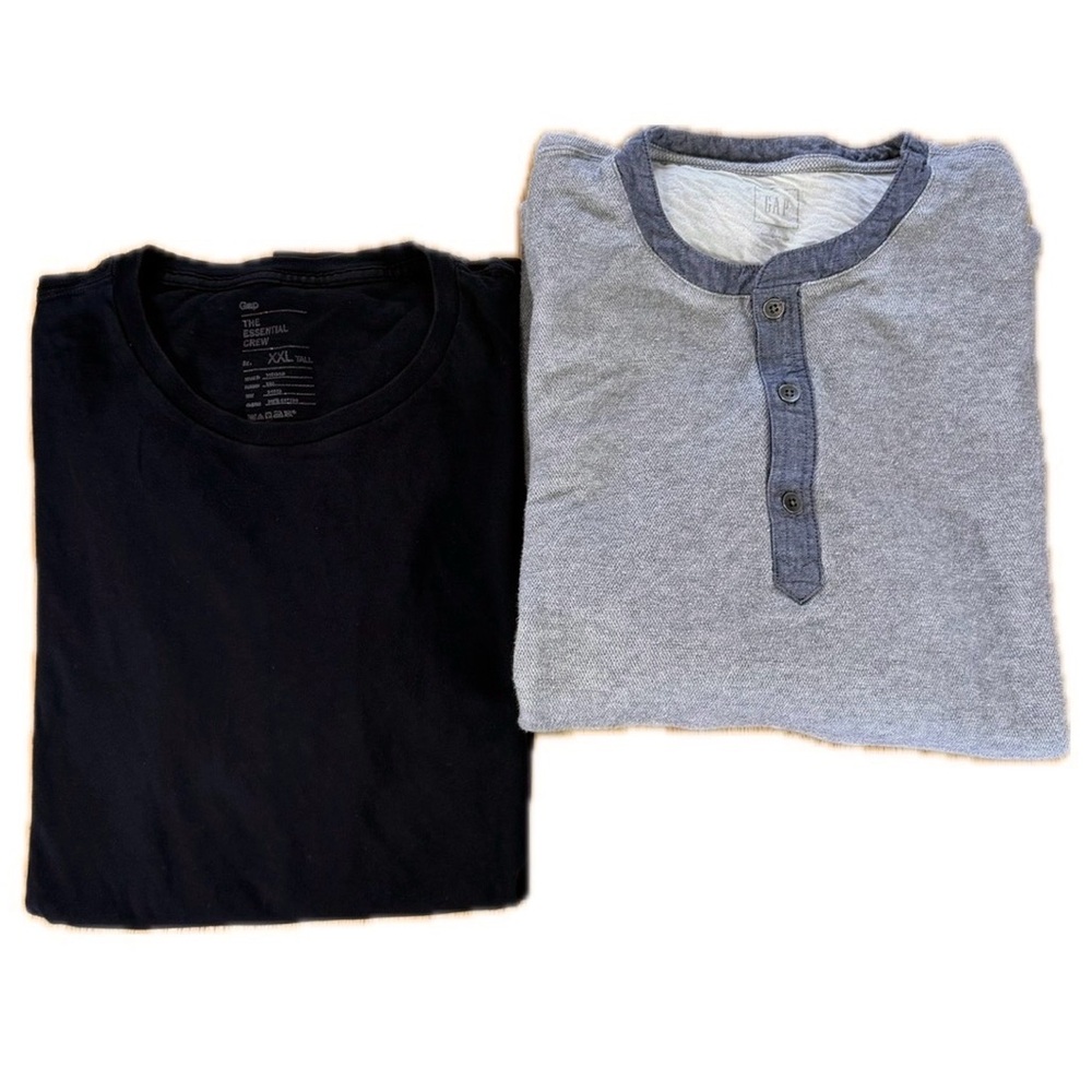 Gap Men’s Lot 2 Waffle Thermal Henley Button Long Sleeve Crew Neck + T-shirt XXL